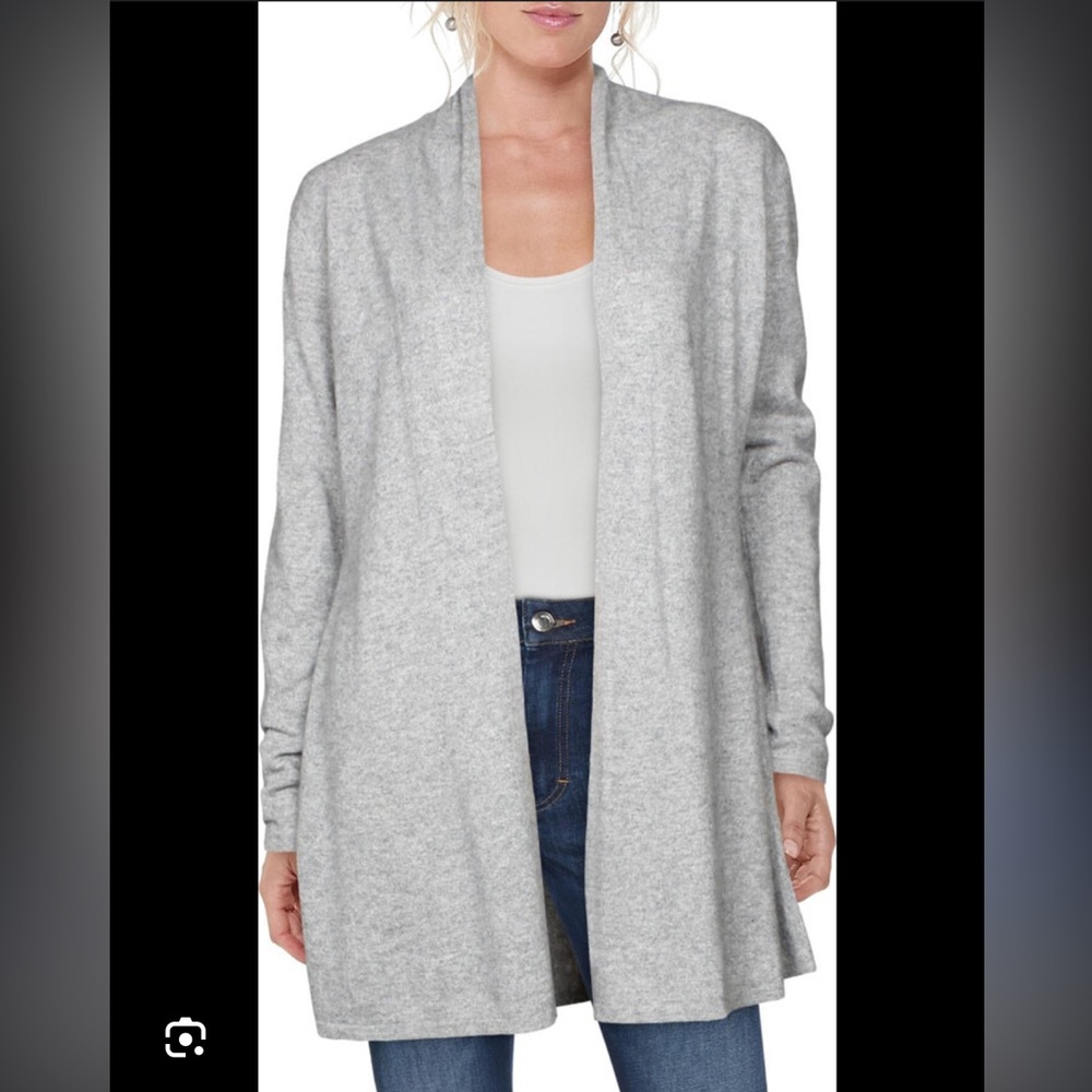 Sutton studio long cashmere open front drape cardigan